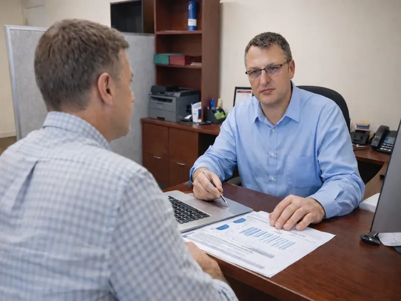 Tax accountant consulting with client about accounting and tax planning